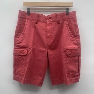 St. Johns Bay Cargo Shorts Mens 34 Comfort Stretch Cotton Twill Hiking Coral Red